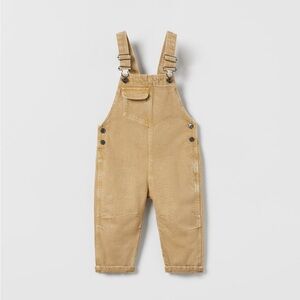 Zara kids baby beige denim overalls